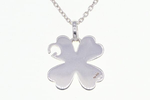 GUCCI Necklace Pendant Heart Clover Logo Silver 925 Women Accessory Authentic