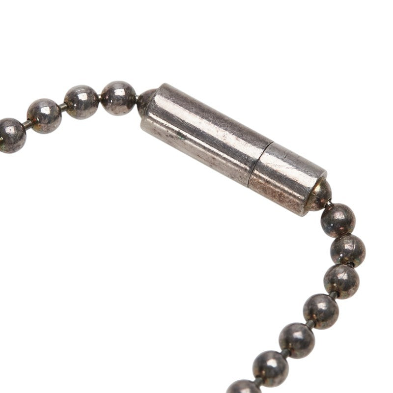 GUCCI Necklace Pendant Logo plate ball chain Silver 925 Women Accessory Auth