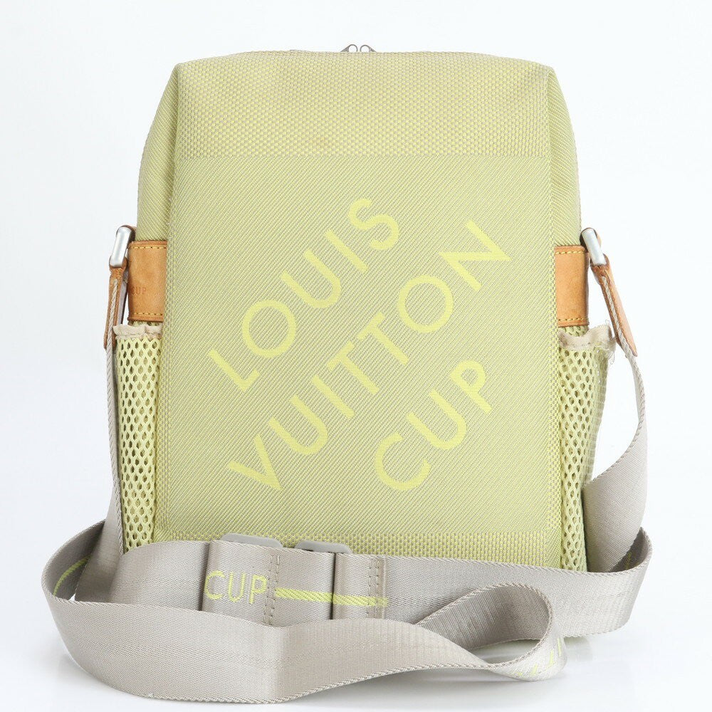 Louis Vuitton Shoulder Bag Purse M80636 Leather Canvas Yellow Authentic