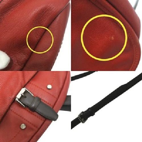 Longchamp Shoulder Bag Purse Leather Red Black Authentic