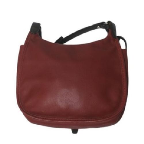 Longchamp Shoulder Bag Purse Leather Red Black Authentic