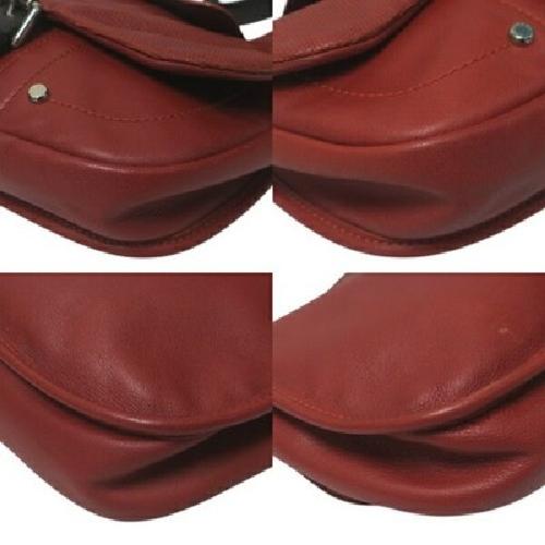 Longchamp Shoulder Bag Purse Leather Red Black Authentic