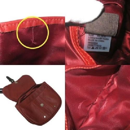 Longchamp Shoulder Bag Purse Leather Red Black Authentic