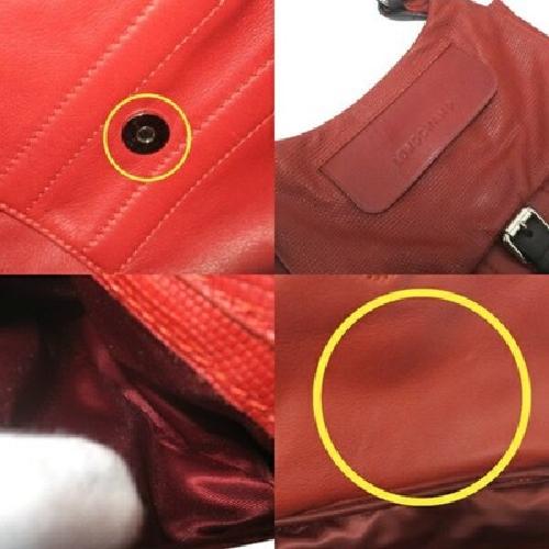 Longchamp Shoulder Bag Purse Leather Red Black Authentic