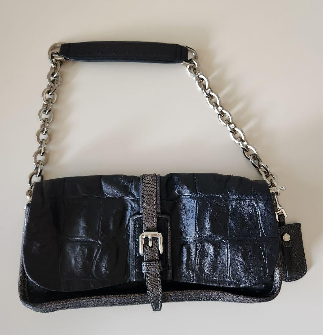 Longchamp Shoulder Bag Purse Chain Leather Authentic