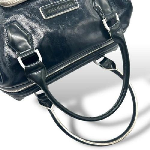 Longchamp Hand Bag Tote Purse Patent Leather Navy Authentic