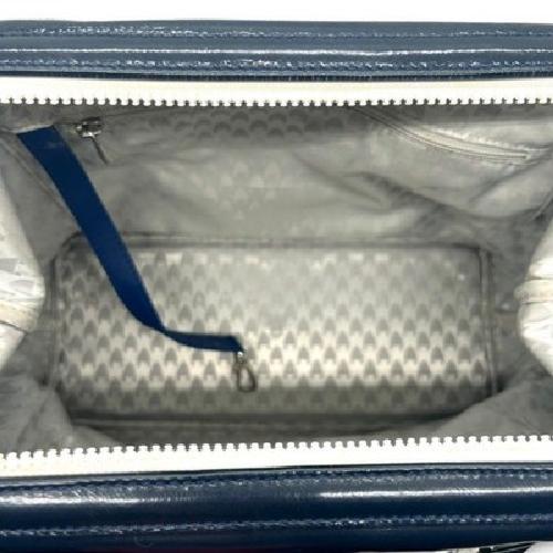 Longchamp Hand Bag Tote Purse Patent Leather Navy Authentic