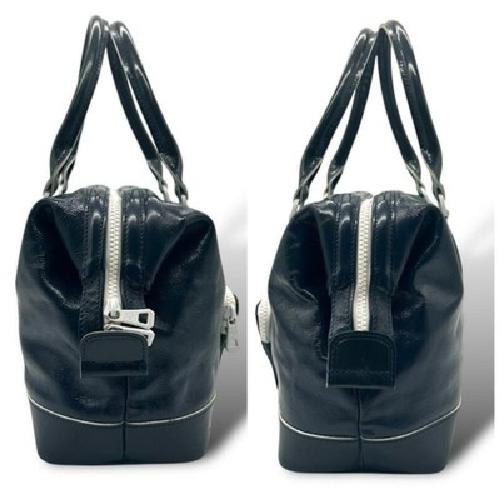 Longchamp Hand Bag Tote Purse Patent Leather Navy Authentic