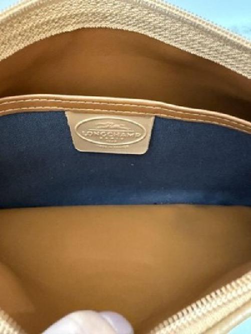 Longchamp Shoulder Bag Purse 2way Leather Beige Authentic