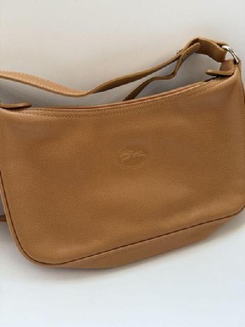 Longchamp Shoulder Bag Purse 2way Leather Beige Authentic