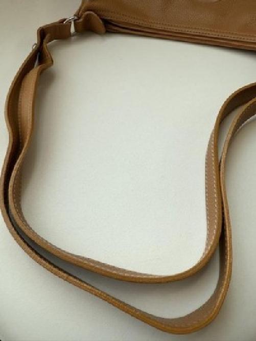 Longchamp Shoulder Bag Purse 2way Leather Beige Authentic