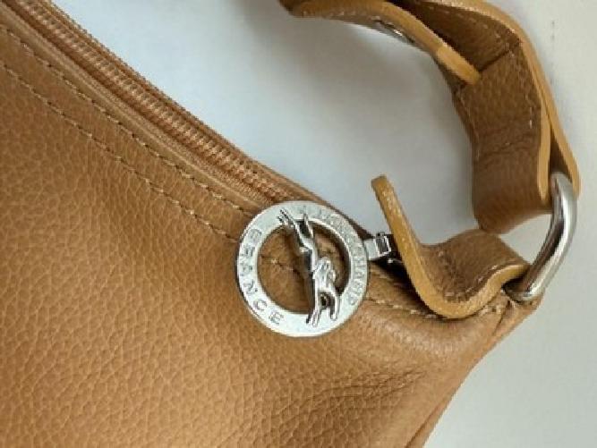 Longchamp Shoulder Bag Purse 2way Leather Beige Authentic