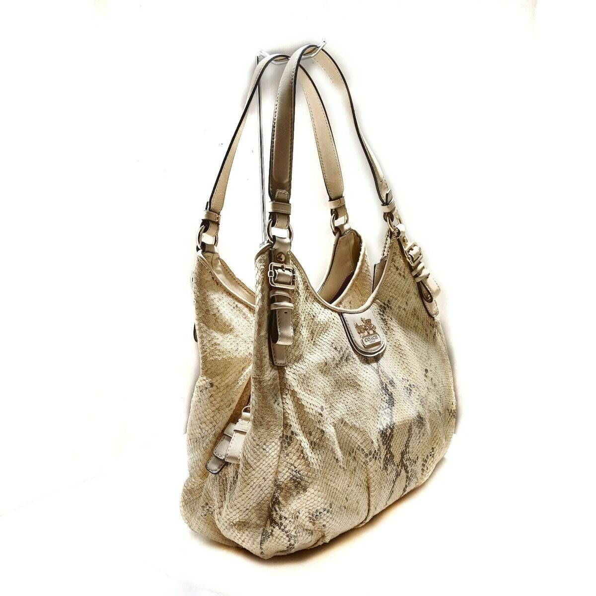 COACH Shoulder Bag Purse 18929 Off White Dark Gray Authentic