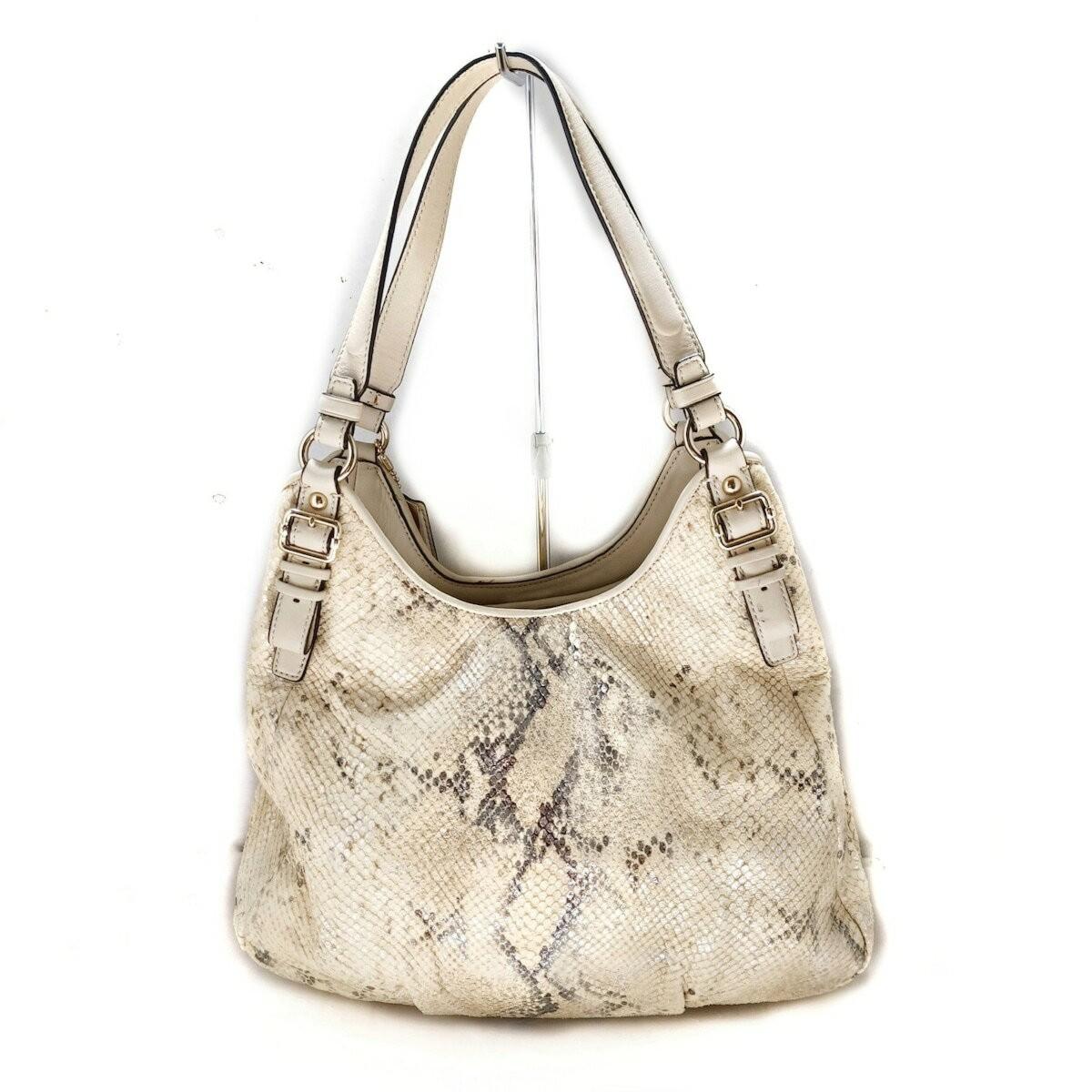 COACH Shoulder Bag Purse 18929 Off White Dark Gray Authentic