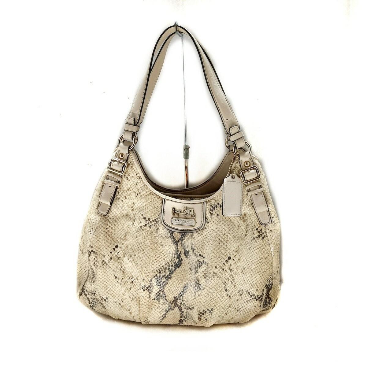 COACH Shoulder Bag Purse 18929 Off White Dark Gray Authentic