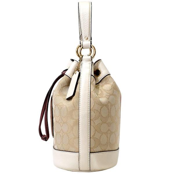 COACH Dempsey Bucket Signature Canvas Leather Off White Authentic