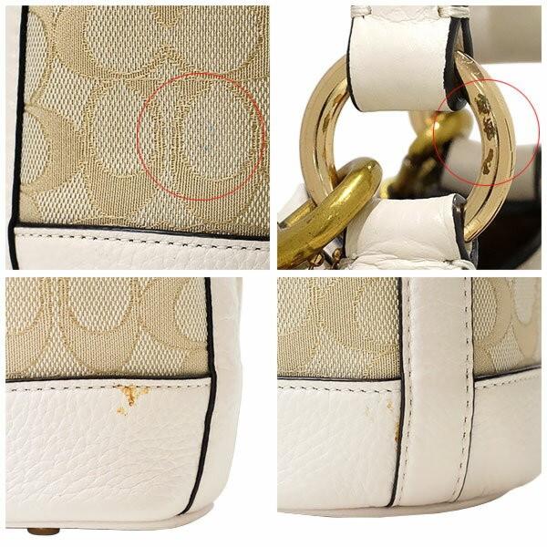 COACH Dempsey Bucket Signature Canvas Leather Off White Authentic
