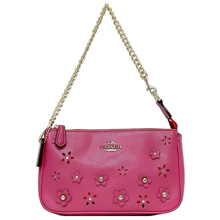 COACH Accessory Pouch Mini Hand Bag Tote Purse PVC Leather Pink Authentic
