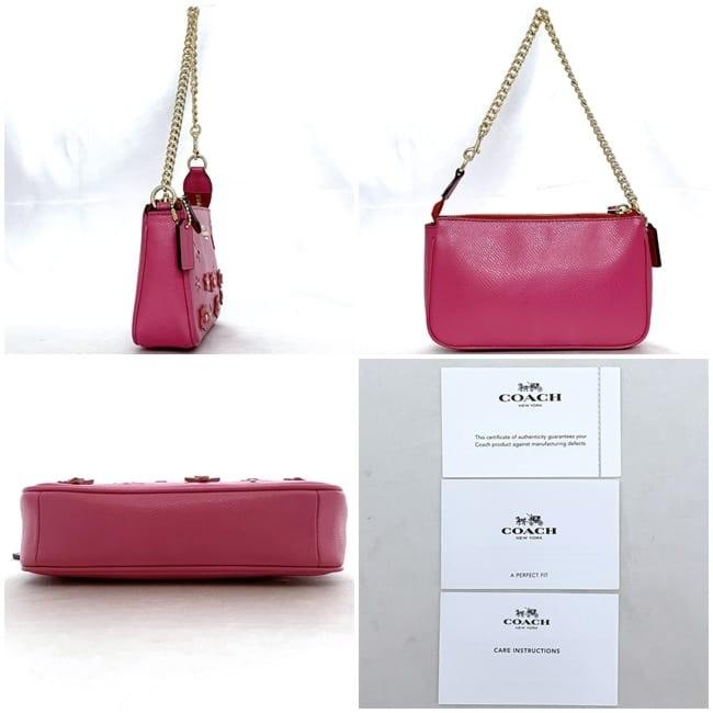 COACH Accessory Pouch Mini Hand Bag Tote Purse PVC Leather Pink Authentic