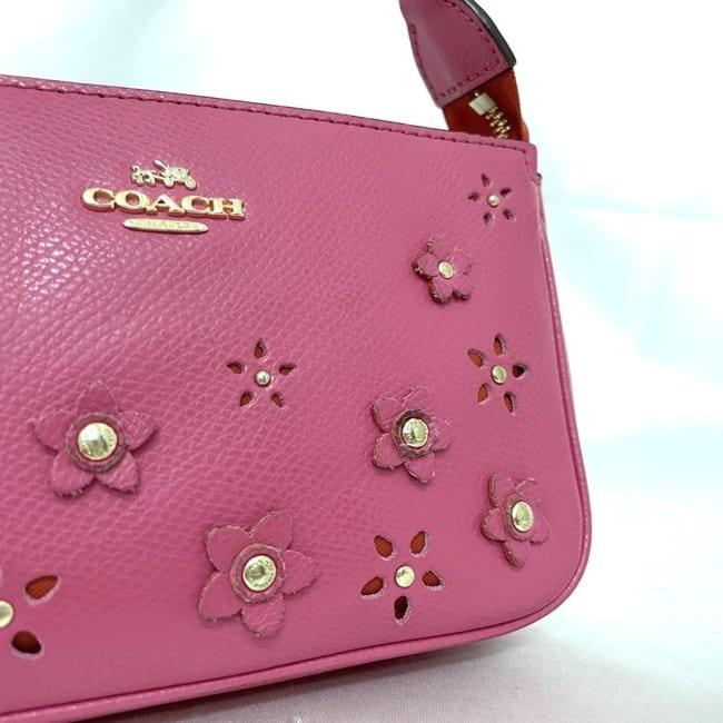 COACH Accessory Pouch Mini Hand Bag Tote Purse PVC Leather Pink Authentic