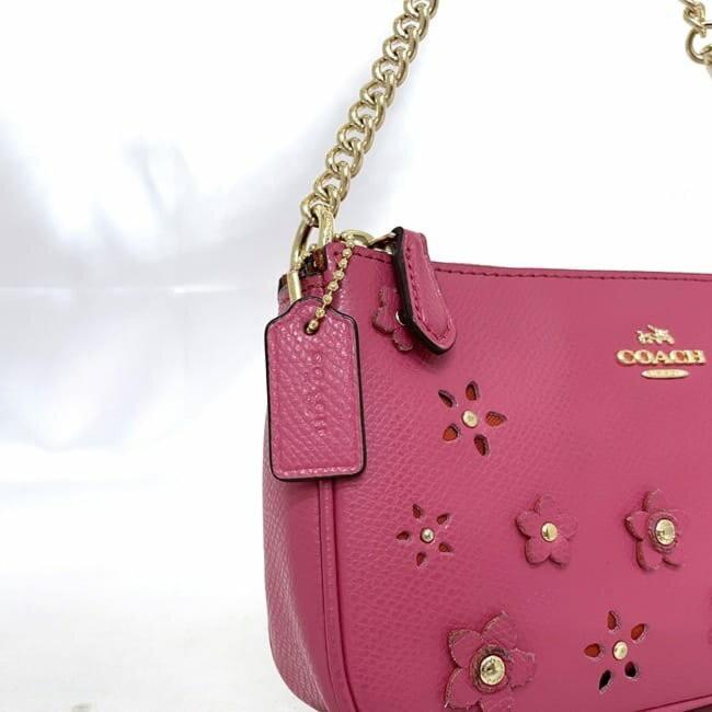 COACH Accessory Pouch Mini Hand Bag Tote Purse PVC Leather Pink Authentic