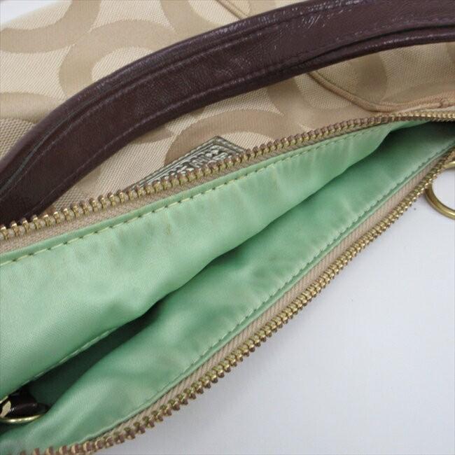 COACH Long Shoulder Bag Purse 2way Poppy Canvas Leather Brown Multicolor Auth