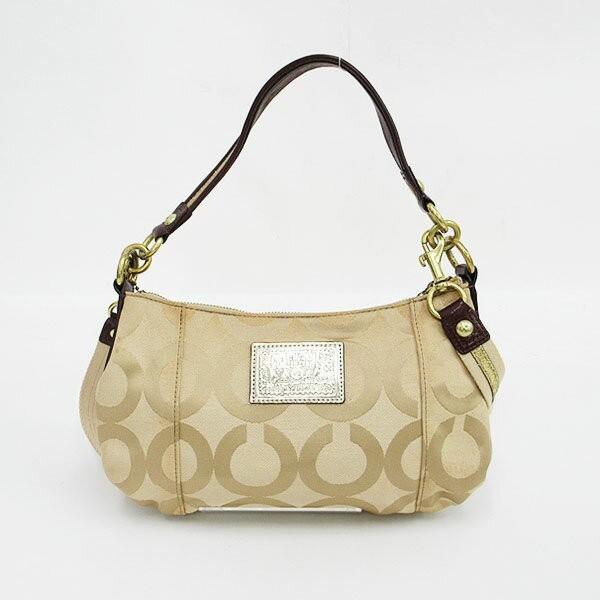 COACH Long Shoulder Bag Purse 2way Poppy Canvas Leather Brown Multicolor Auth