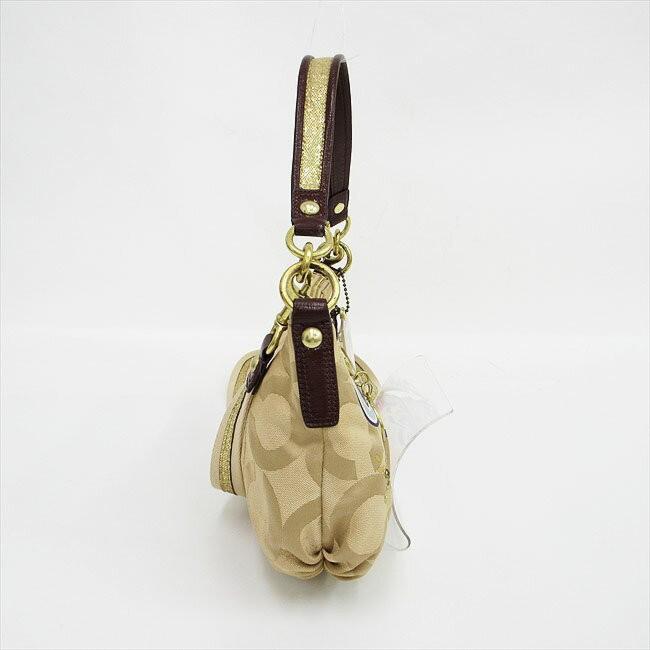 COACH Long Shoulder Bag Purse 2way Poppy Canvas Leather Brown Multicolor Auth