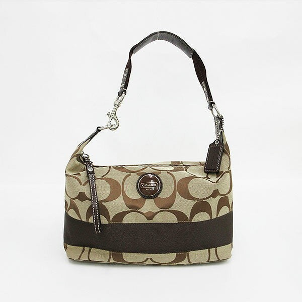 COACH Shoulder Bag Purse Signature Canvas Brown Authentic
