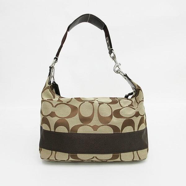 COACH Shoulder Bag Purse Signature Canvas Brown Authentic