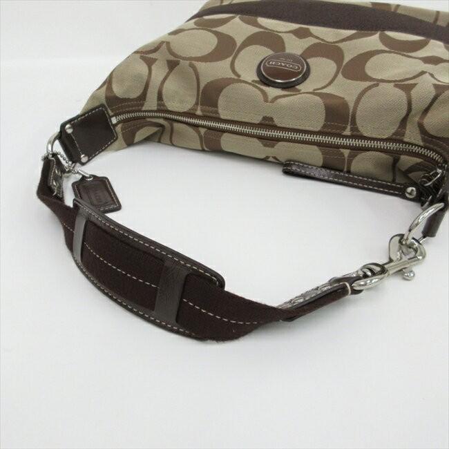 COACH Shoulder Bag Purse Signature Canvas Brown Authentic