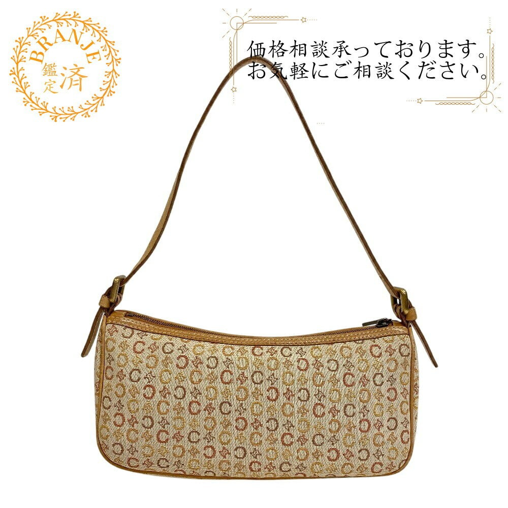 CELINE Accessory Pouch Hand Bag Tote Purse C Macadam Canvas Beige Authentic