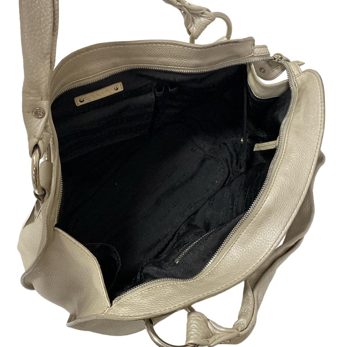 CELINE Hand Bag Tote Purse Leather Off White Authentic