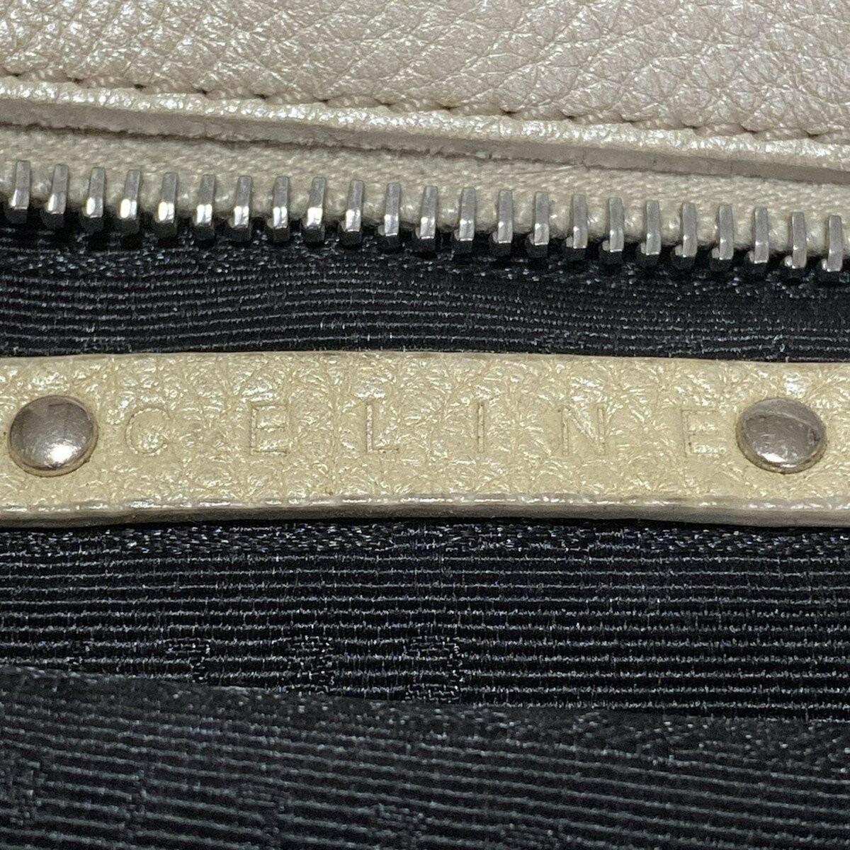 CELINE Hand Bag Tote Purse Leather Off White Authentic