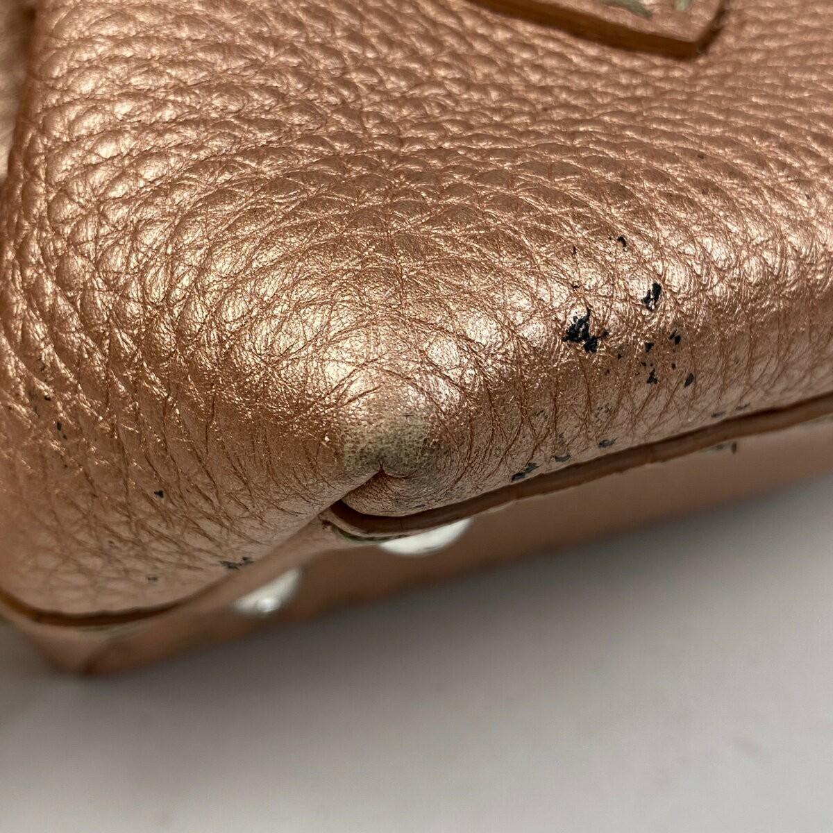 FENDI Hand Bag Tote Purse Selleria Leather Metallic Pink Authentic