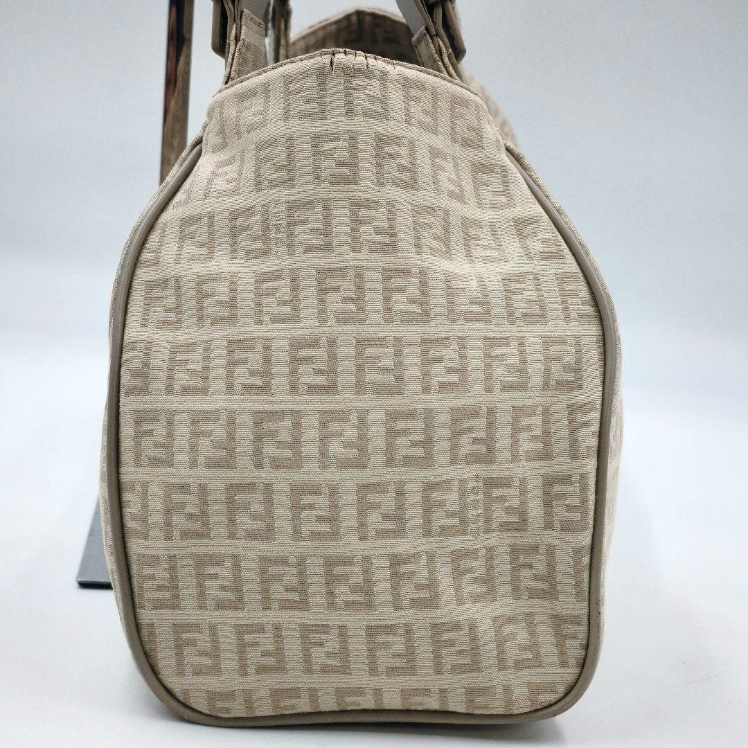 FENDI Shoulder Bag Purse FF Zucchino Canvas Leather Beige Authentic