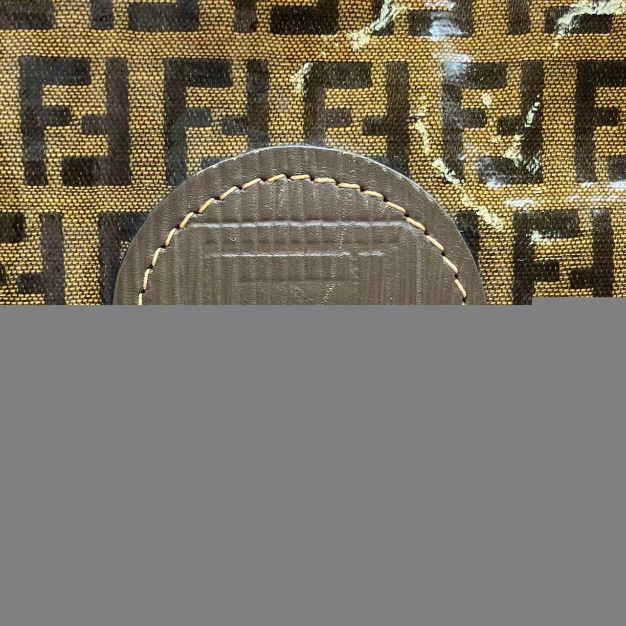FENDI Shoulder Bag Purse FF Zucchino PVC Leather Brown Authentic