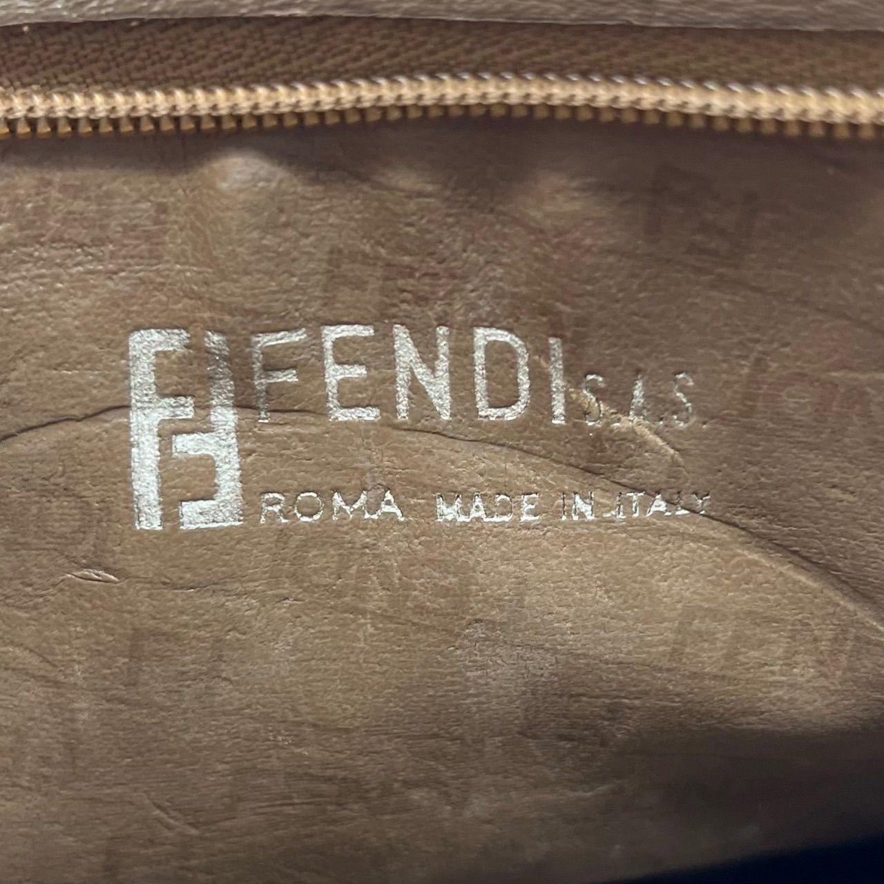 FENDI Shoulder Bag Purse FF Zucchino PVC Leather Brown Authentic