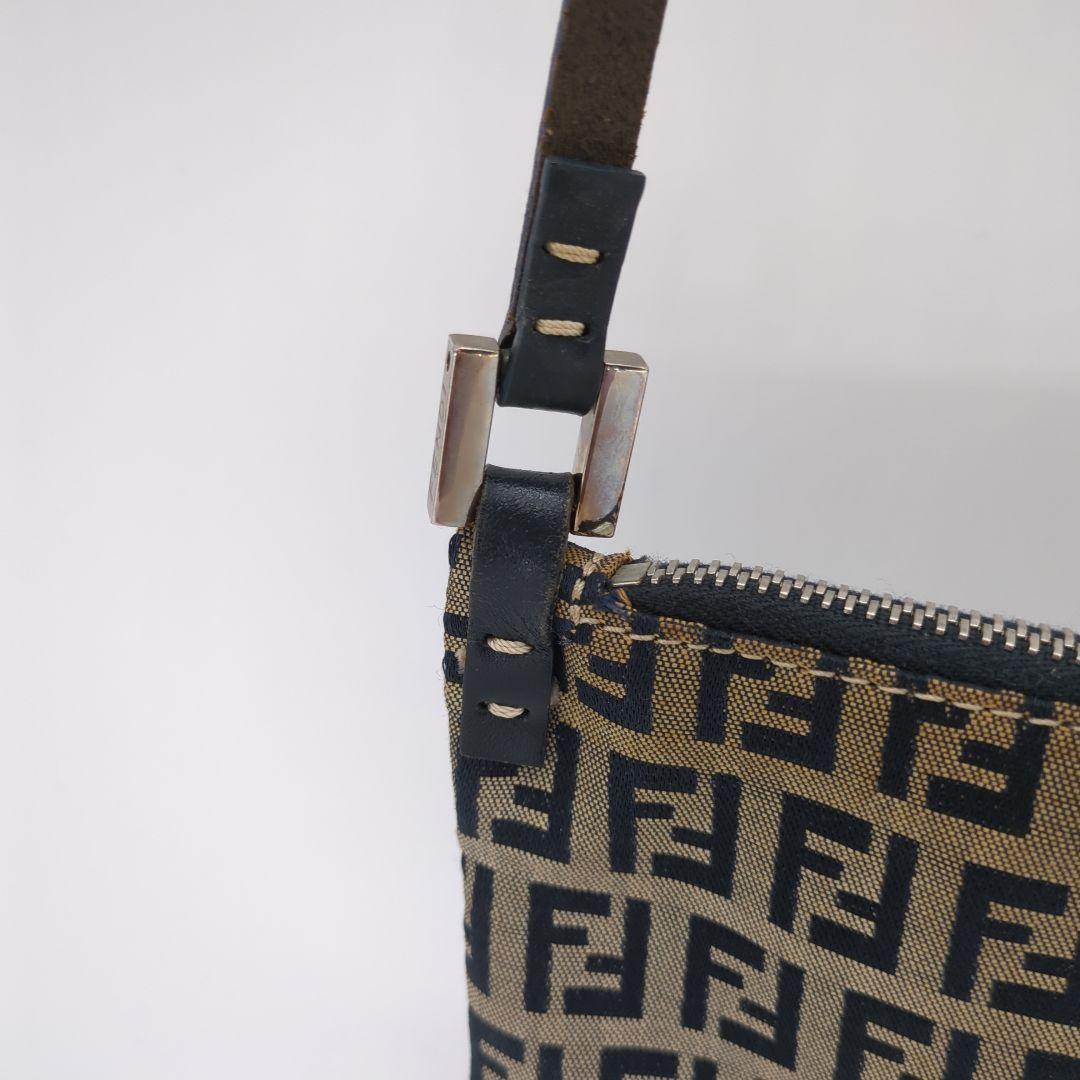 FENDI Accessory Pouch Hand Bag Tote Purse FF Zucchino Navy Authentic