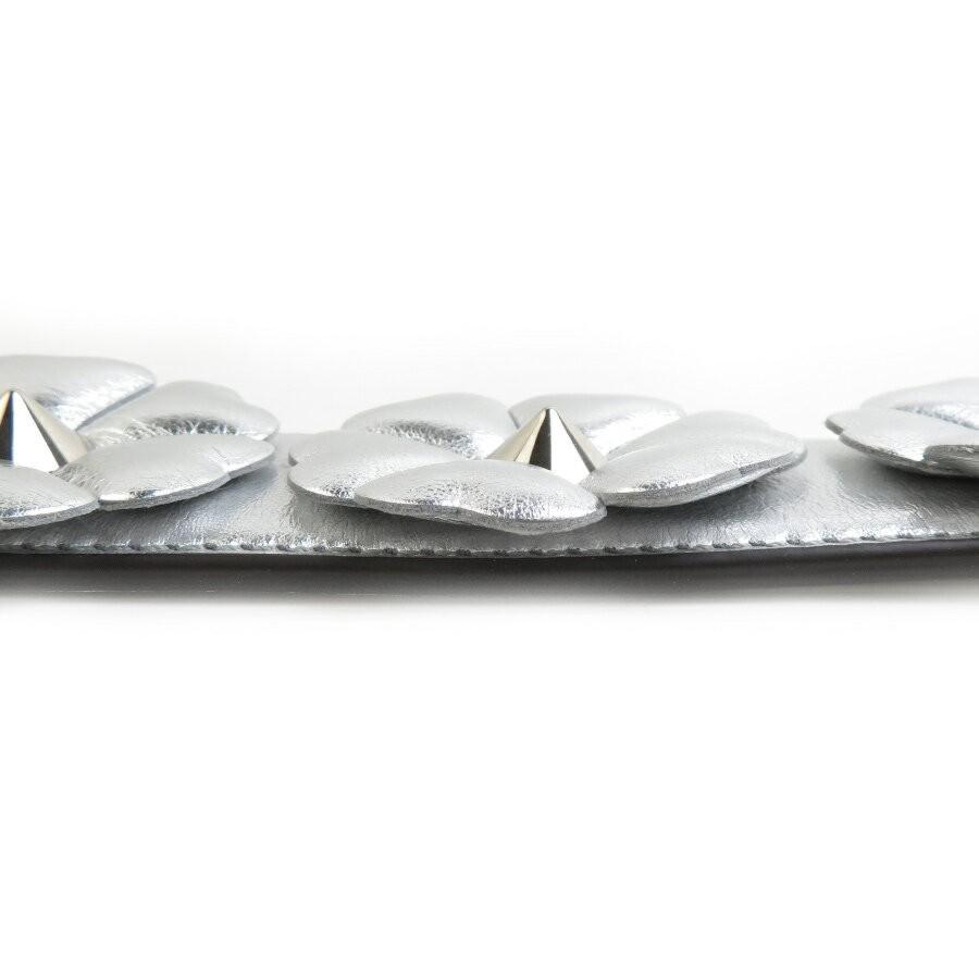 FENDI Shoulder Strap Belt Leather Silver Authentic