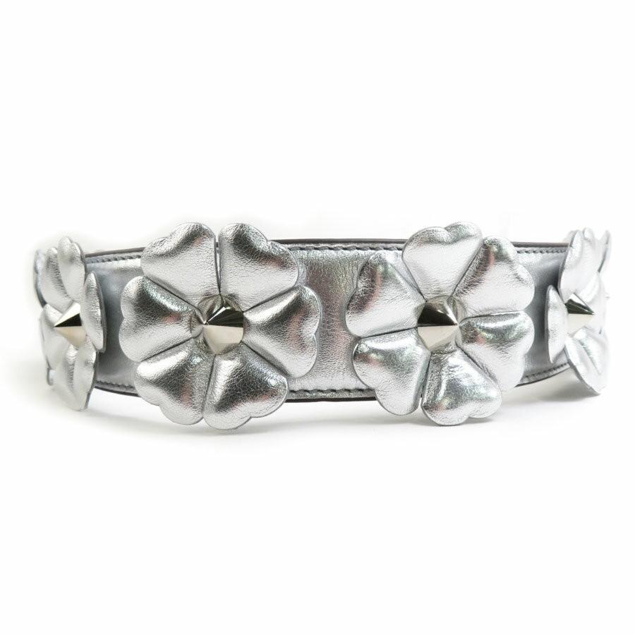 FENDI Shoulder Strap Belt Leather Silver Authentic