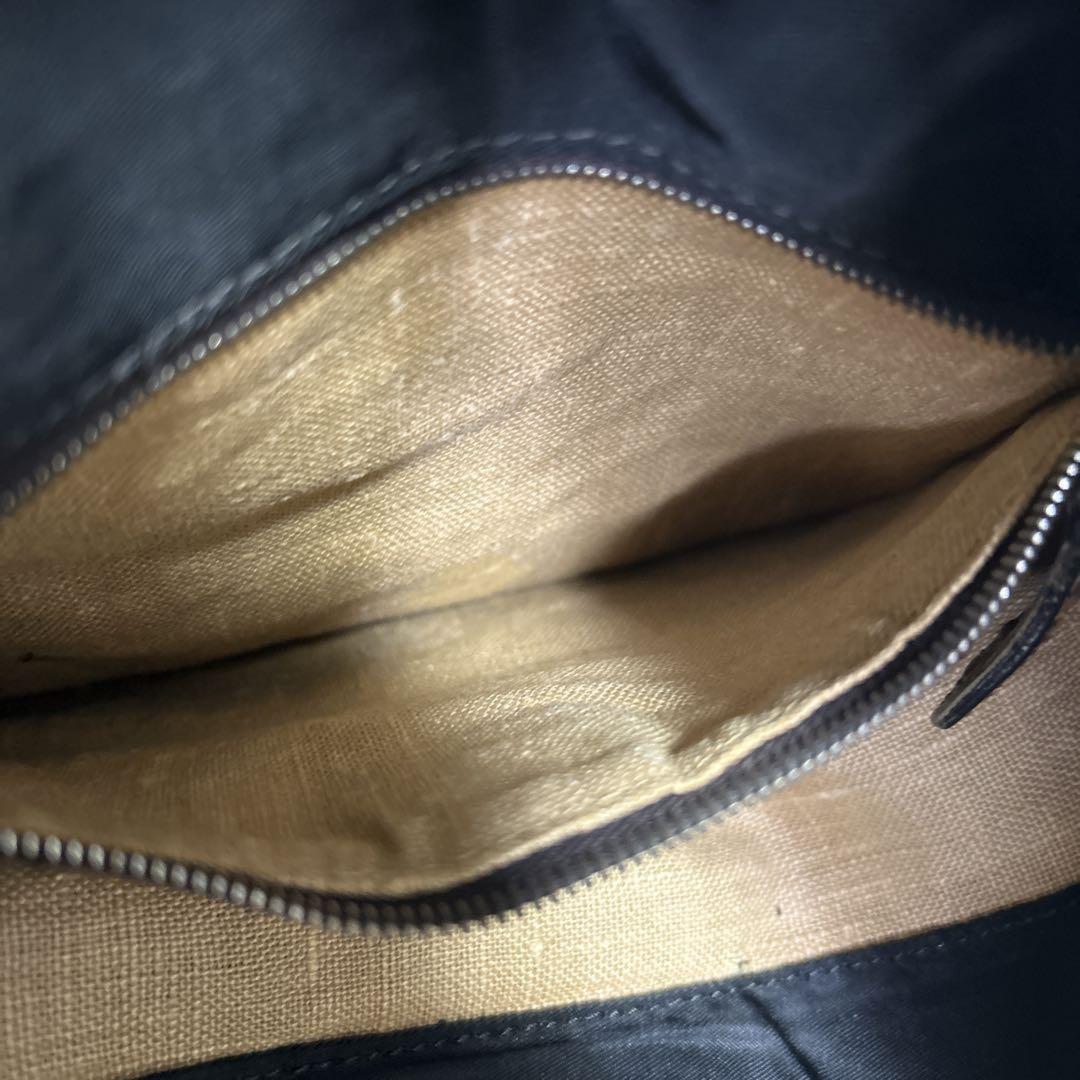 FENDI Hand Bag Tote Purse FF Leather Nylon Black Brown Authentic