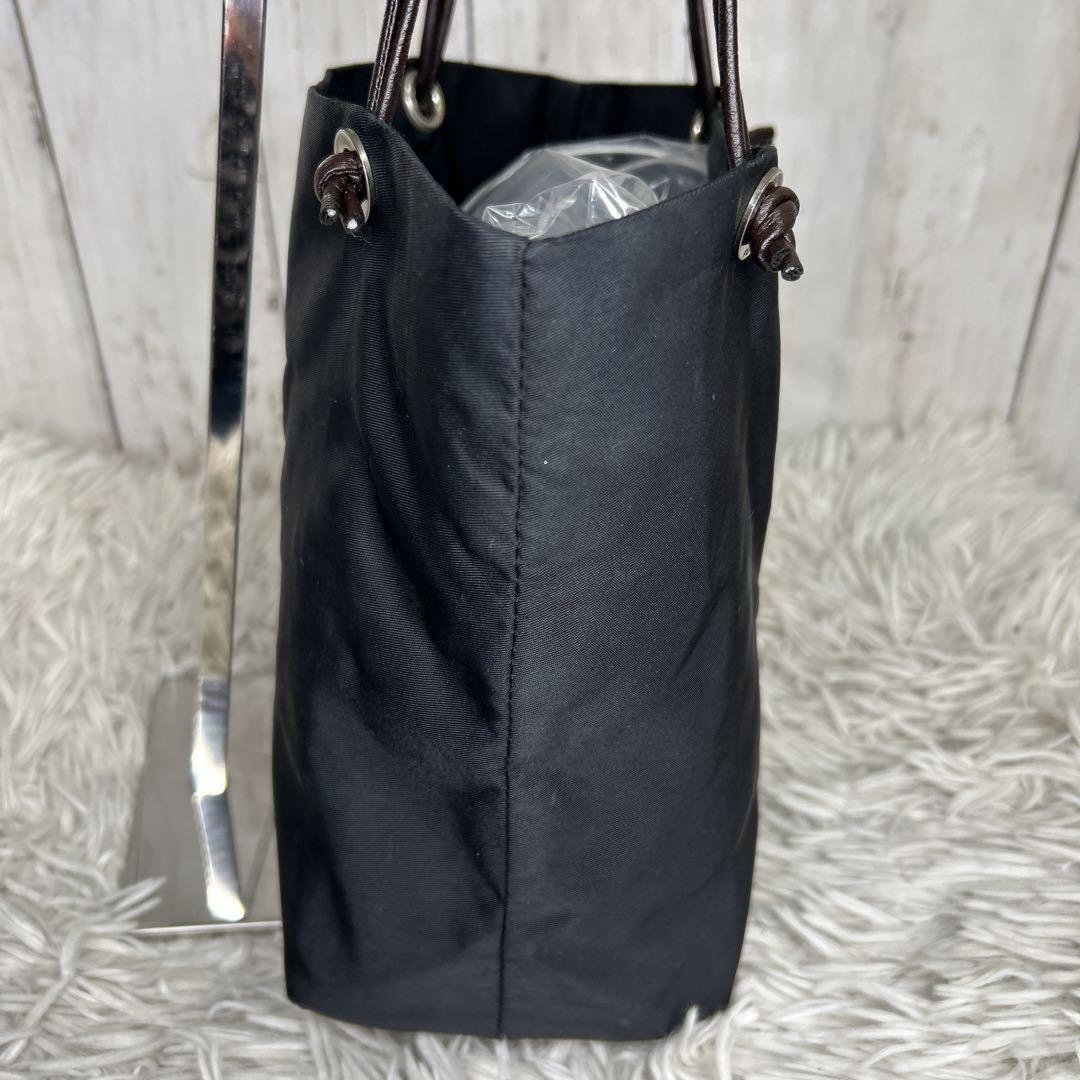 FENDI Hand Bag Tote Purse FF Leather Nylon Black Brown Authentic