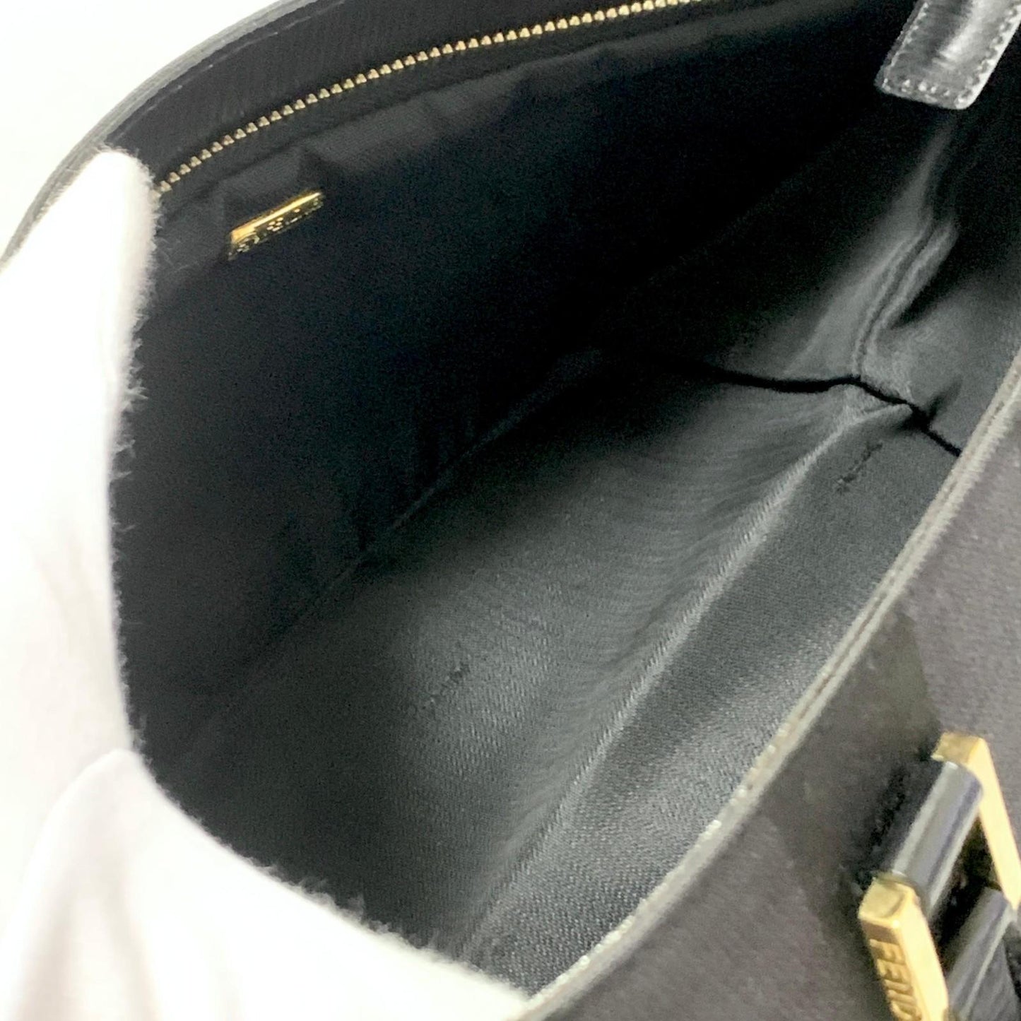 FENDI Bag Pecan Hand Tote Purse Canvas Black Gold Used Women's Authentic