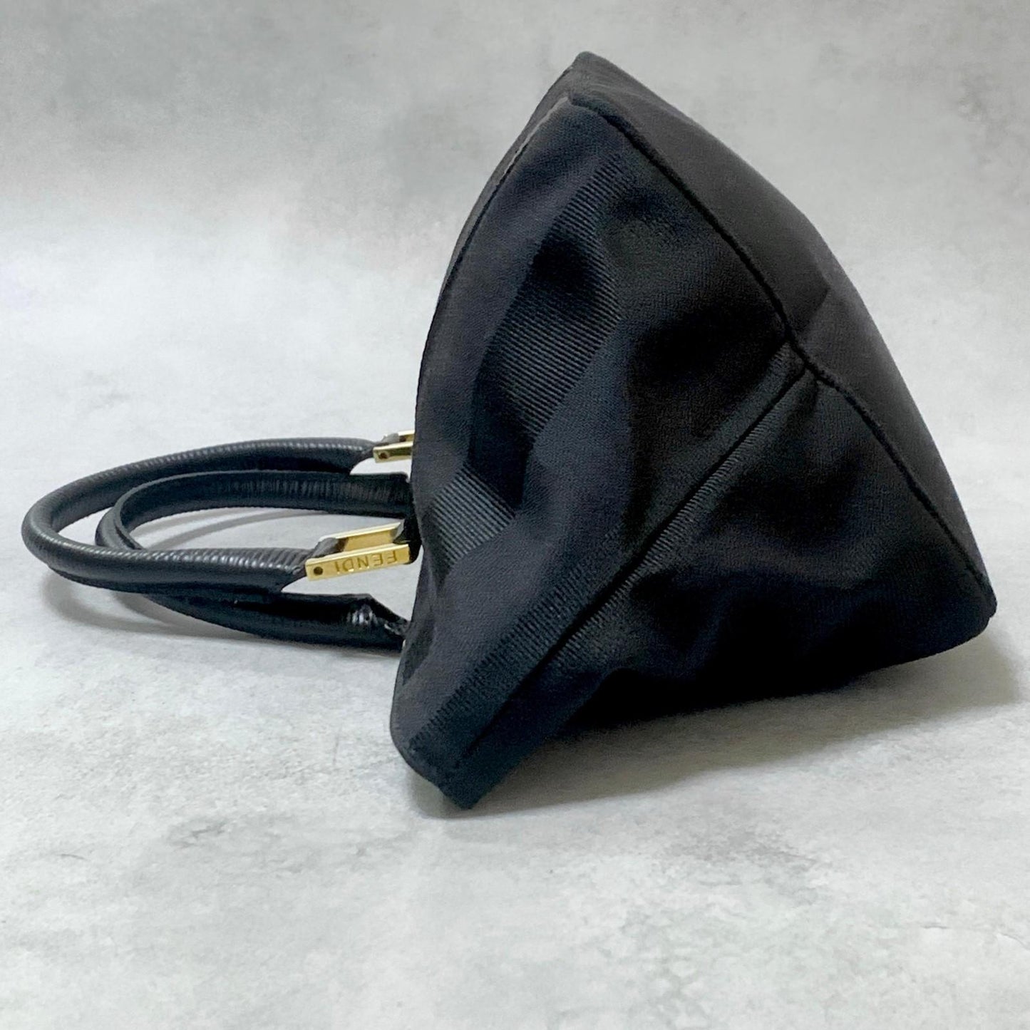 FENDI Bag Pecan Hand Tote Purse Canvas Black Gold Used Women's Authentic