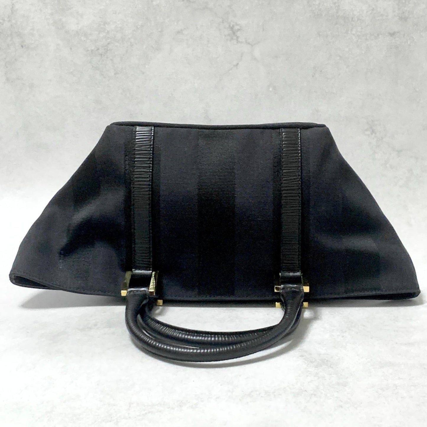 FENDI Bag Pecan Hand Tote Purse Canvas Black Gold Used Women's Authentic