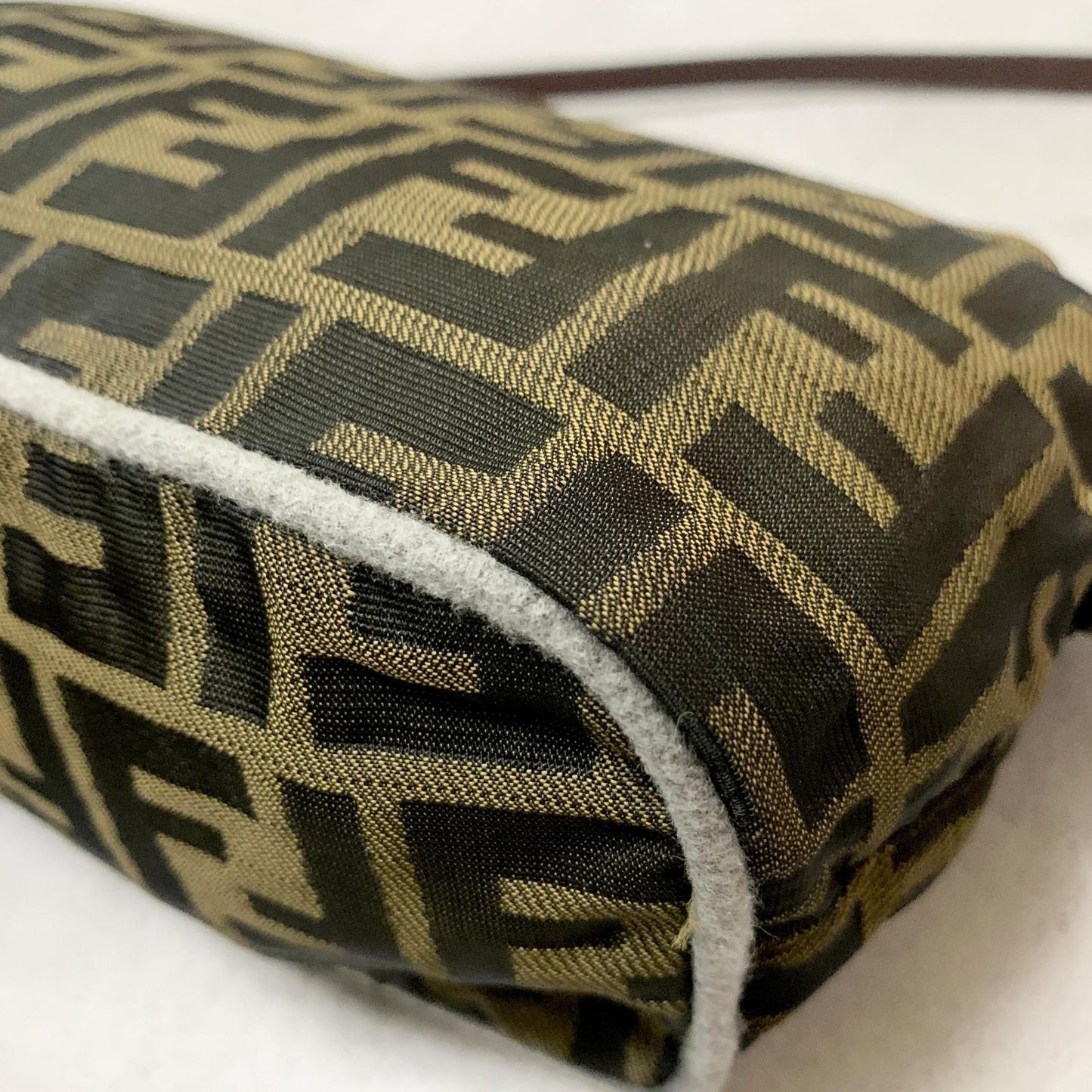 FENDI Bag FF Zucca Mamma Baguette Pouch Shoulder Purse Canvas Brown Authentic