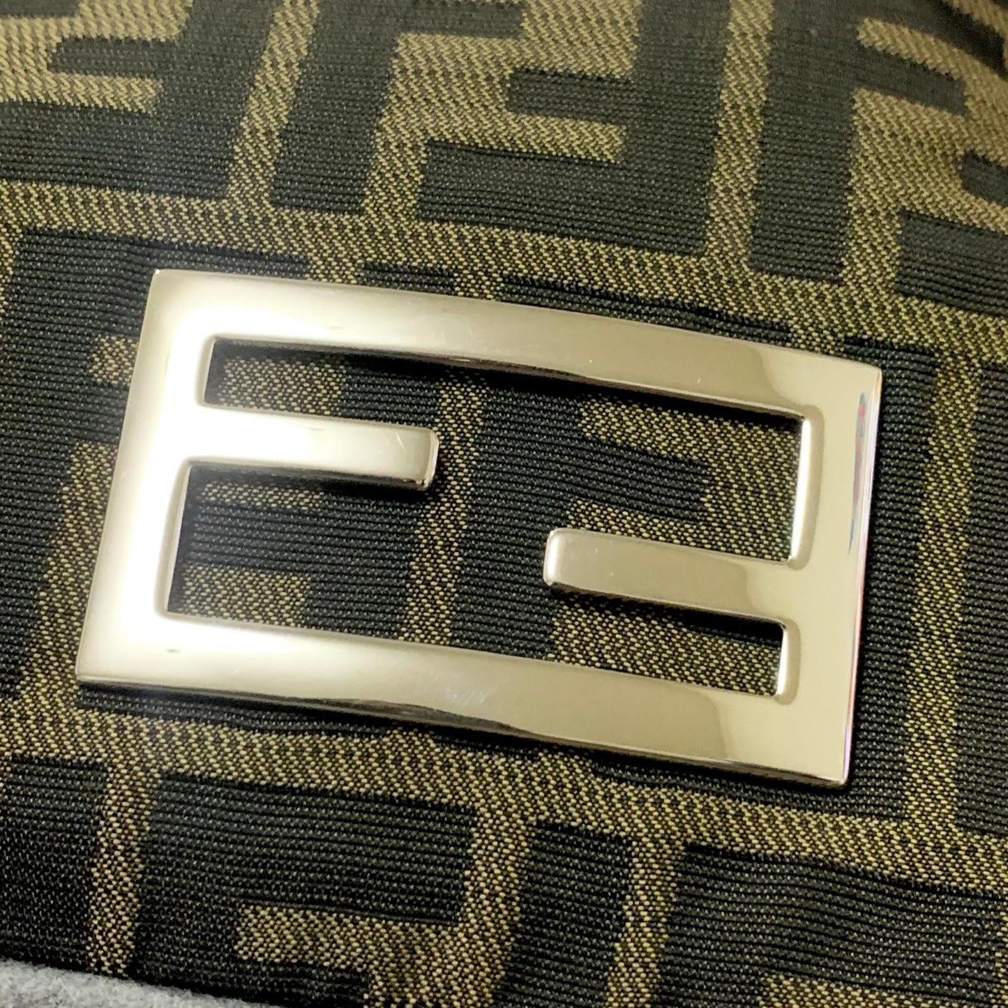 FENDI Bag FF Zucca Mamma Baguette Pouch Shoulder Purse Canvas Brown Authentic