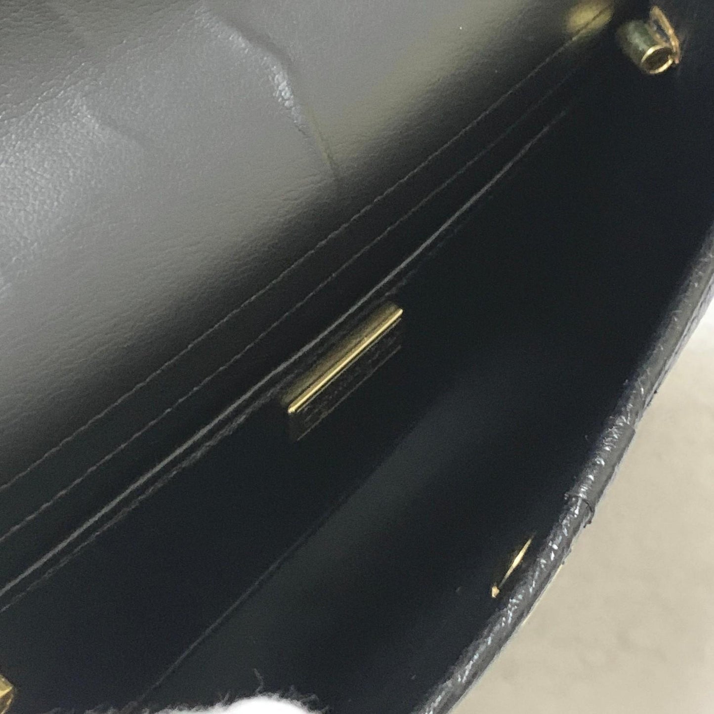 Christian Dior Bag CD Shoulder Purse Leather Black Gold Used Women's Authentic