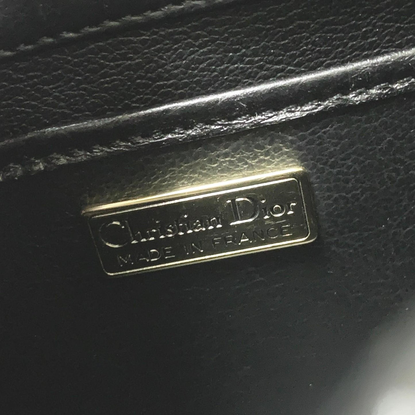 Christian Dior Bag CD Shoulder Purse Leather Black Gold Used Women's Authentic